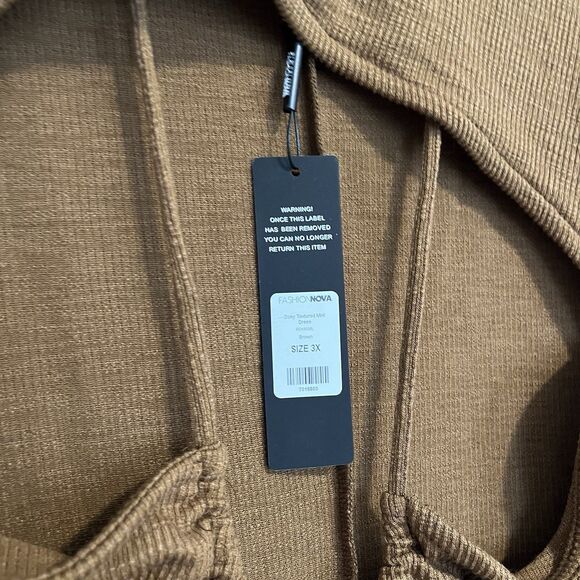 NWT Fashion Nova Zoey Textured Mini Dress - Brown Plus Size 3x - Picture 5 of 6